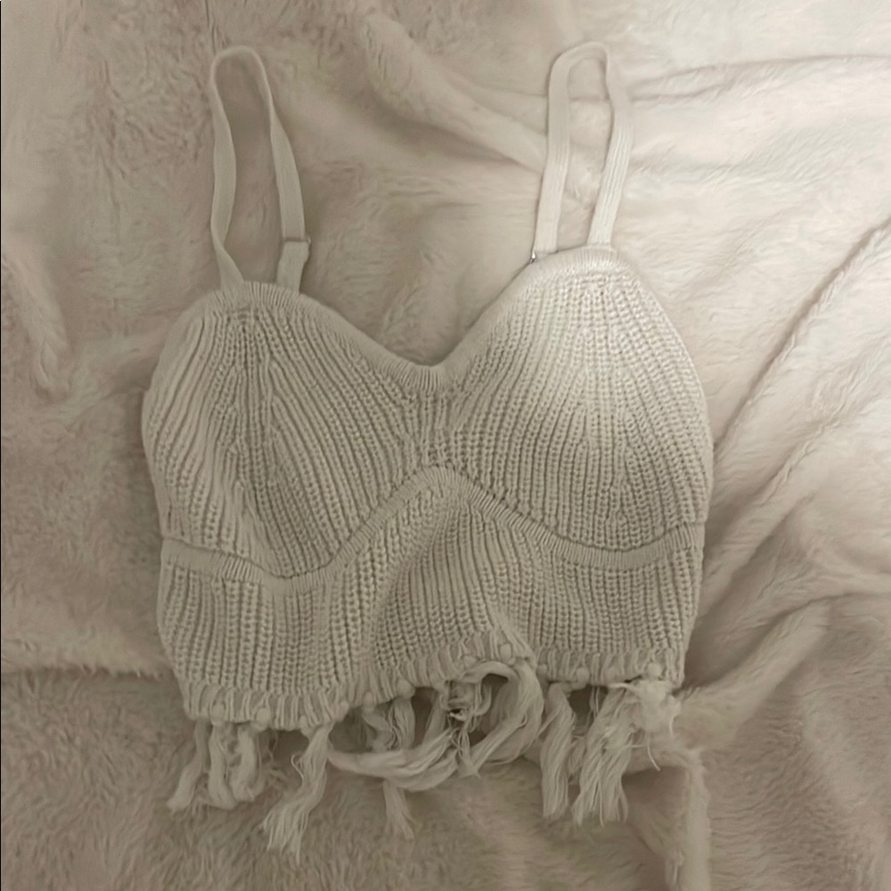 Wild Fable Cream Ribbed Bra Top